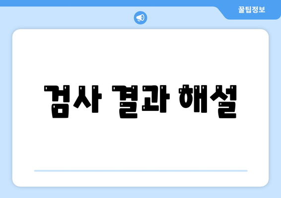 검사 결과 해설