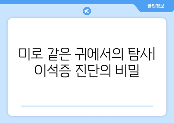 미로 같은 귀에서의 탐사| 이석증 진단의 비밀