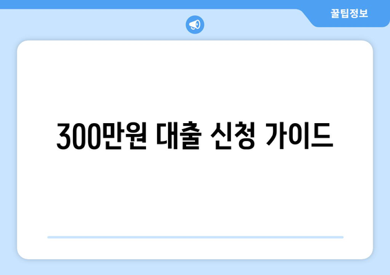 300만원 대출 신청 가이드