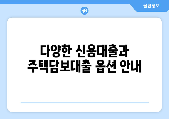 다양한 신용대출과 주택담보대출 옵션 안내