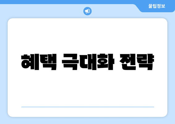 혜택 극대화 전략