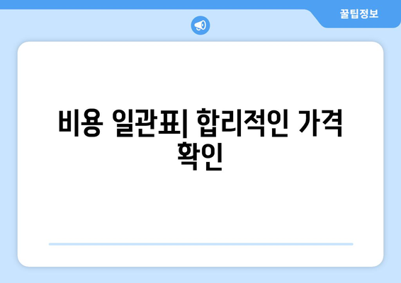 비용 일관표| 합리적인 가격 확인