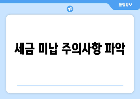 세금 미납 주의사항 파악