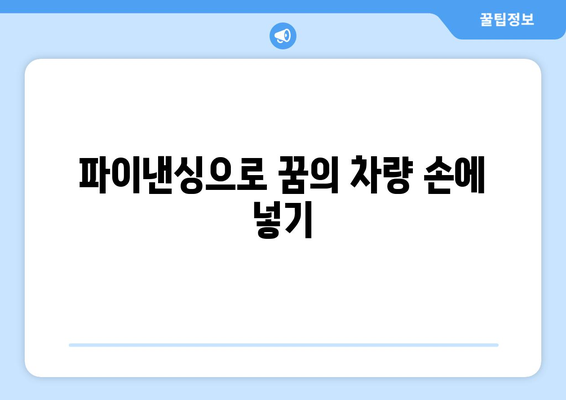 파이낸싱으로 꿈의 차량 손에 넣기