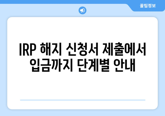 IRP 해지 신청서 제출에서 입금까지 단계별 안내