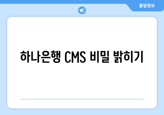 하나은행 CMS 비밀 밝히기
