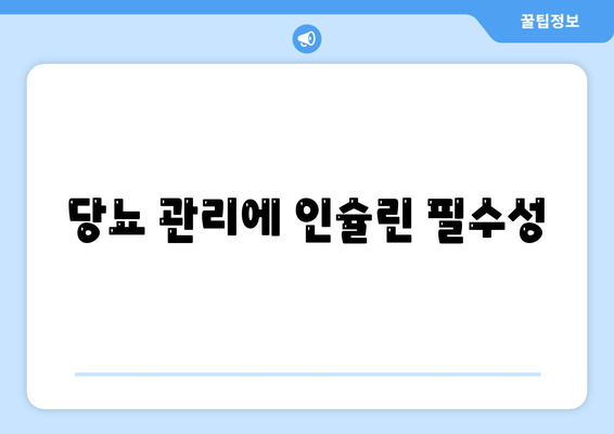 당뇨 관리에 인슐린 필수성