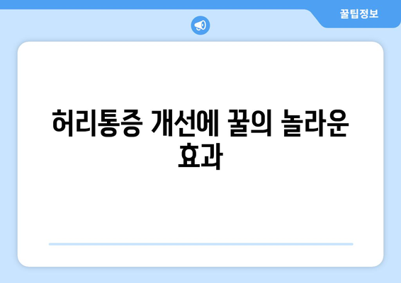 허리통증 개선에 꿀의 놀라운 효과