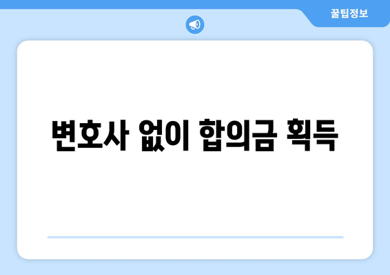 변호사 없이 합의금 획득