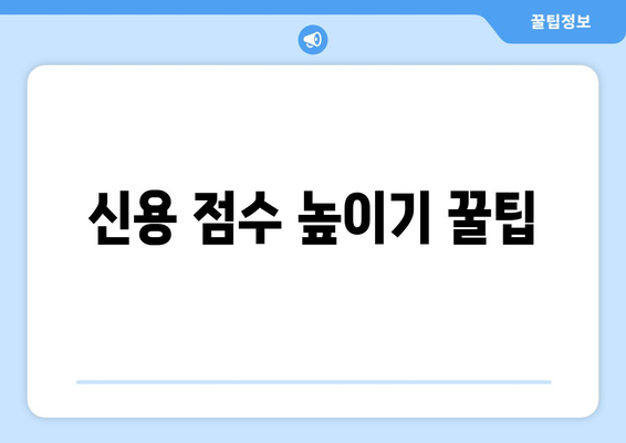 신용 점수 높이기 꿀팁