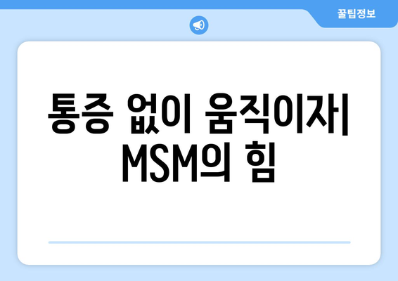 통증 없이 움직이자| MSM의 힘