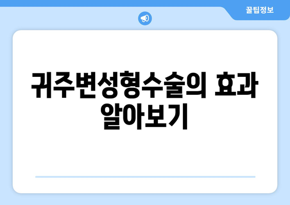 귀주변성형수술의 효과 알아보기