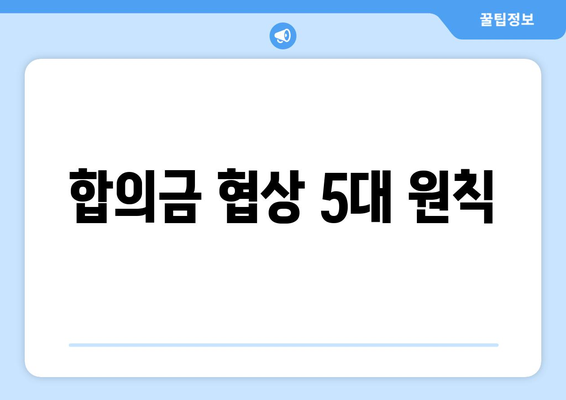 합의금 협상 5대 원칙