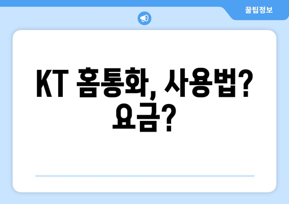 KT 홈통화, 사용법? 요금?