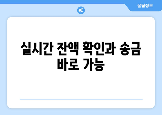 실시간 잔액 확인과 송금 바로 가능