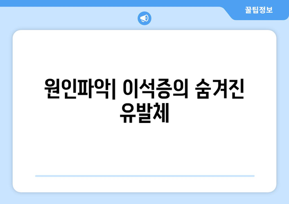 원인파악| 이석증의 숨겨진 유발체