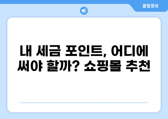 세금 포인트로 쇼핑 득템! 할인 혜택 가득한 쇼핑몰 추천 | 세금 포인트, 할인, 쇼핑몰, 추천, 혜택