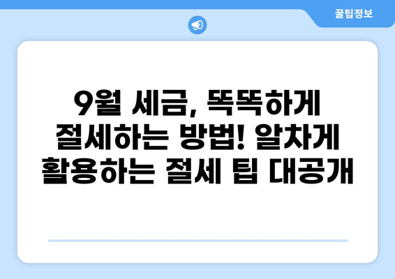 9월 세금, 놓치지 말아야 할 중요 정보 | 세금 신고, 납부, 환급, 절세 팁