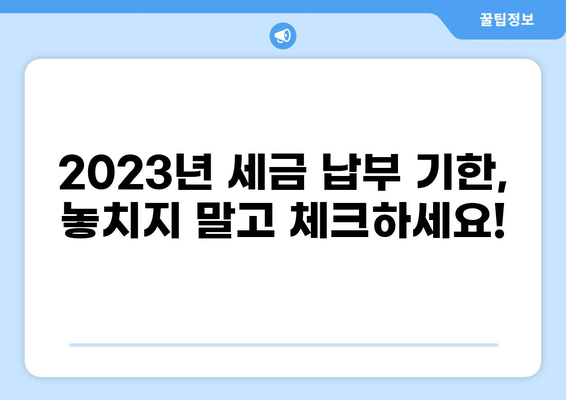 2023년 필수! 나에게 딱 맞는 세금 일정 관리 | 세금 달력, 납부 기한, 절세 팁