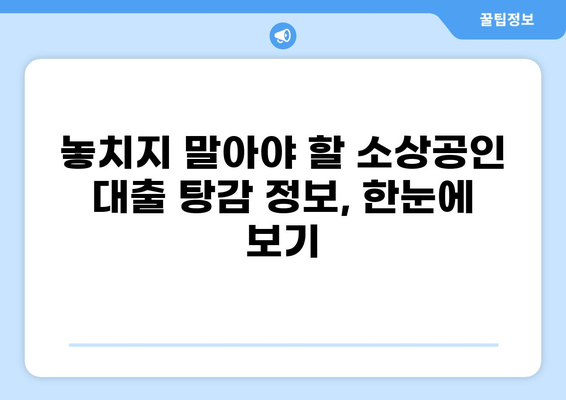 소상공인 대출 탕감 가능성 확인! | 지원 대상, 신청 방법, 성공 전략 완벽 가이드