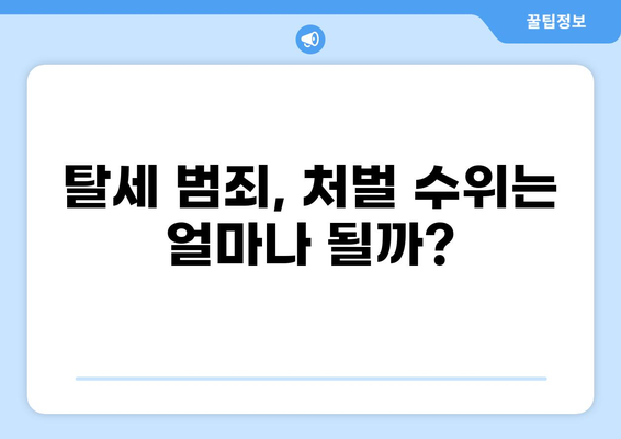 세금 탈세 형사처벌, 어떤 경우에 얼마나 처벌받을까? | 탈세 범죄, 처벌 수위, 세금 납부
