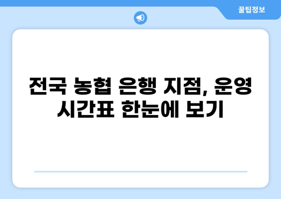 농협 은행 영업시간 확인| 전국 지점별 운영 시간표 | 농협, 영업시간, 지점 정보, 은행