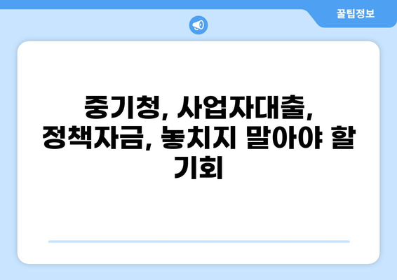 중소기업 대출 80% 활용 가이드| 성공적인 사업 자금 확보 전략 | 중기청, 사업자대출, 정책자금
