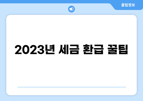 2023년 세금 환급, 놓치지 말고 받는 꿀팁 | 환급 방법, 신청 기간, 서류, 주의 사항
