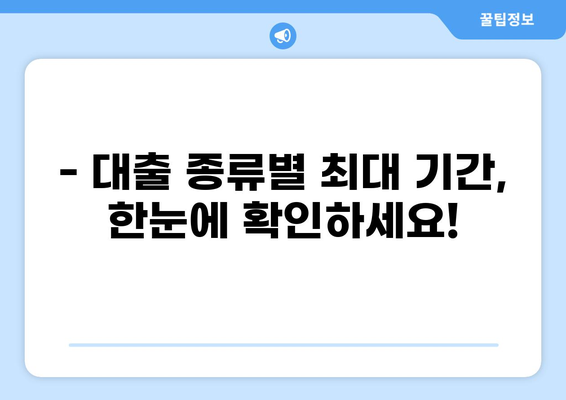 대출 기간, 얼마나 길게 받을 수 있을까요? | 대출 종류별 기간, 연장 방법, 주의 사항