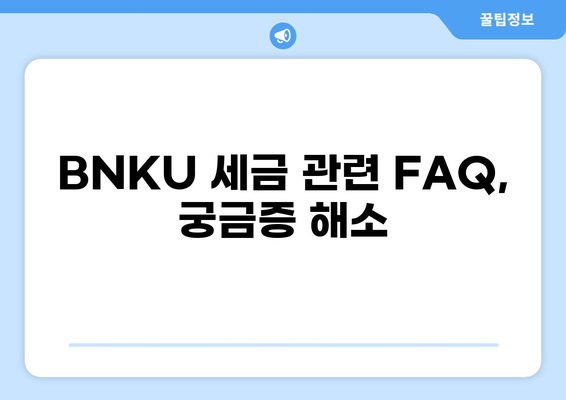 BNKU 세금 완벽 가이드| 궁금한 모든 것을 해결하세요! | 세금 신고, 절세 팁, FAQ