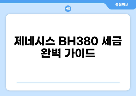 제네시스 BH380 세금 완벽 가이드| 구매 전 알아야 할 모든 것 | 자동차세, 취득세, 연비, 보험료