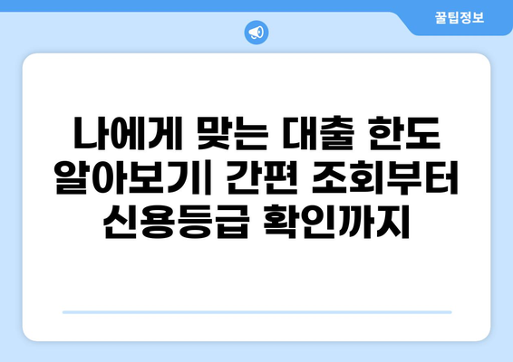 나에게 맞는 대출 한도는 얼마일까? | 대출 한도 조회, 신용등급, 한도 계산, 대출 상품 비교