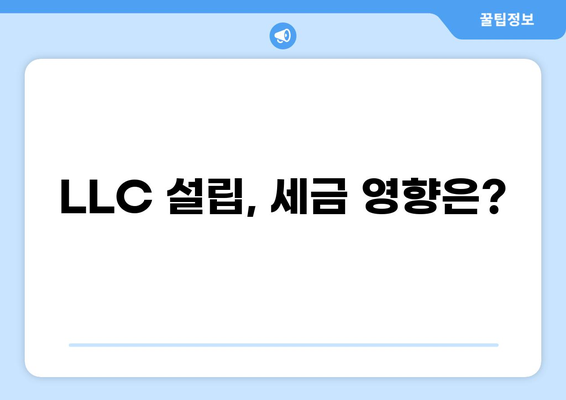 LLC 세금 가이드| 설립부터 운영까지 완벽하게 이해하기 | LLC, 법인세, 소득세, 사업자 등록, 세금 신고