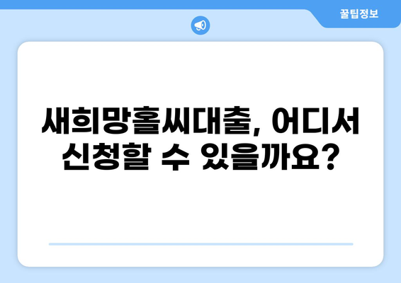 새희망홀씨대출 조건 완벽 정리 | 신청 자격, 금리, 한도, 필요 서류, 주의 사항