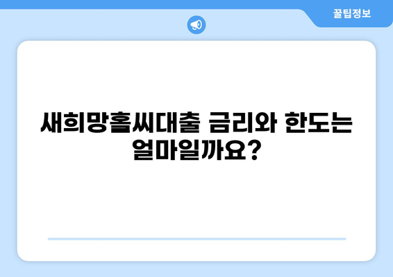 새희망홀씨대출 조건 완벽 정리 | 신청 자격, 금리, 한도, 필요 서류, 주의 사항