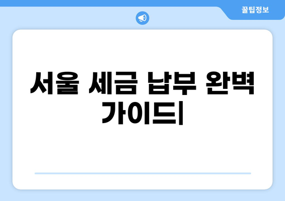 서울 세금 납부 완벽 가이드| 종류별 납부 방법, 기한, 혜택 총정리 | 서울시, 세금, 납부, 혜택, 기한