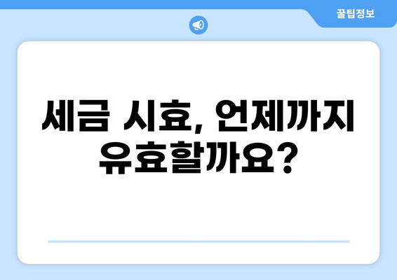 세금 시효 완벽 가이드| 놓치지 말아야 할 기간과 꿀팁 | 세금, 납부, 환급, 소멸시효