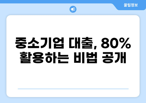 중소기업 대출 80% 활용 가이드| 성공적인 사업 자금 확보 전략 | 중기청, 사업자대출, 정책자금