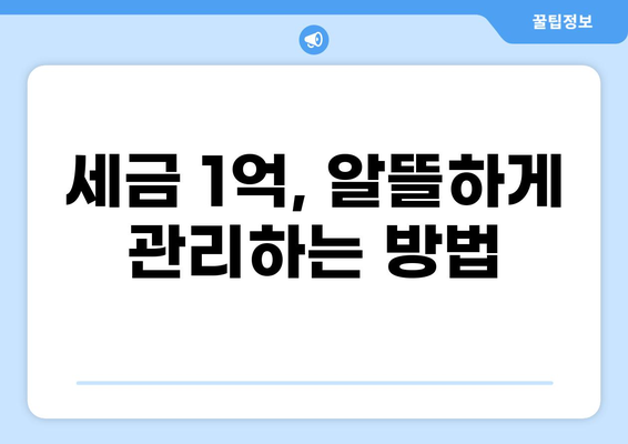 세금 1억이면 어떻게 되나요? | 소득세, 재산세, 상속세, 절세 전략