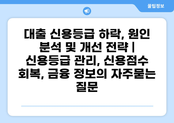 대출 신용등급 하락, 원인 분석 및 개선 전략 | 신용등급 관리, 신용점수 회복, 금융 정보