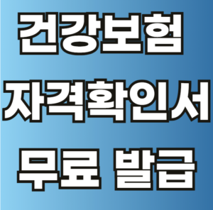 건강 보험 자격 확인서 인터넷발급