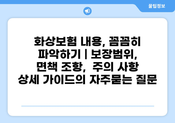 화상보험 내용, 꼼꼼히 파악하기 | 보장범위, 면책 조항, 주의 사항 상세 가이드