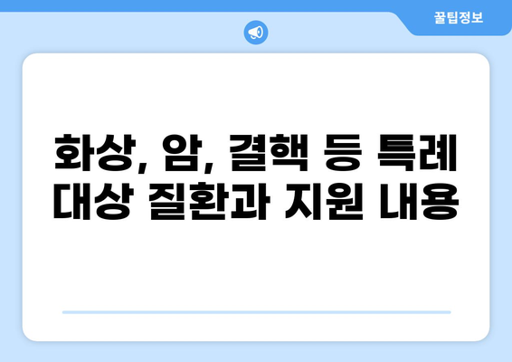 중증질환 본인부담금 완화! 화상, 암, 결핵 등 특례제도 상세 가이드 | 건강보험, 의료비 지원, 혜택