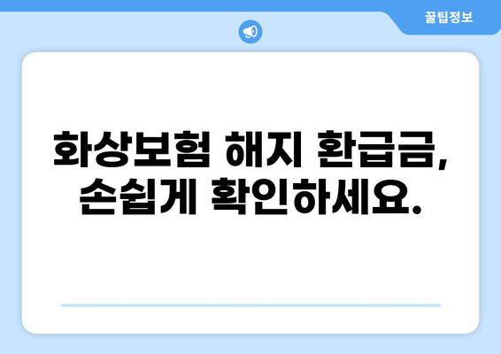 화상보험 해지 환급금, 내 손으로 계산해보세요! | 화상보험, 해지 환급 계산, 보험금