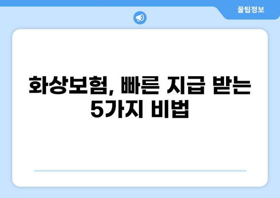 화상보험 지급, 더 빨리 받는 꿀팁 5가지 | 보험금 지급, 빠른 처리, 시간 단축