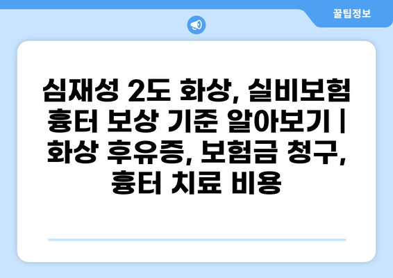 심재성 2도 화상, 실비보험 흉터 보상 기준 알아보기 | 화상 후유증, 보험금 청구, 흉터 치료 비용