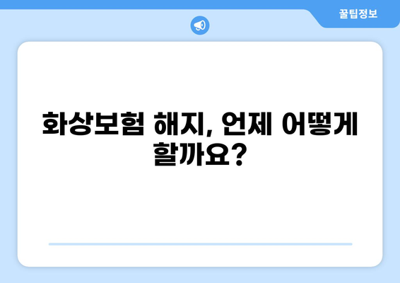 화상보험 해지, 보험료 환급은 어떻게? | 해지 절차, 환급 옵션, 주의 사항 정리