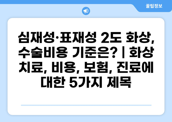 심재성·표재성 2도 화상, 수술비용 기준은? | 화상 치료, 비용, 보험, 진료