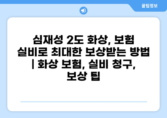 심재성 2도 화상, 보험 실비로 최대한 보상받는 방법 | 화상 보험, 실비 청구, 보상 팁