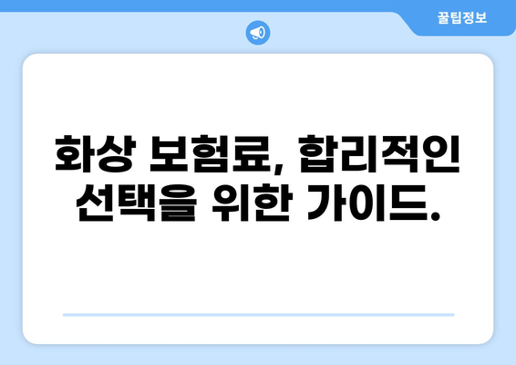 화상 보험 보장 범위, 제대로 파악하고 맞춤형 보장 설계하기 | 화상 보험 가이드, 보장 분석, 손해율, 보험료